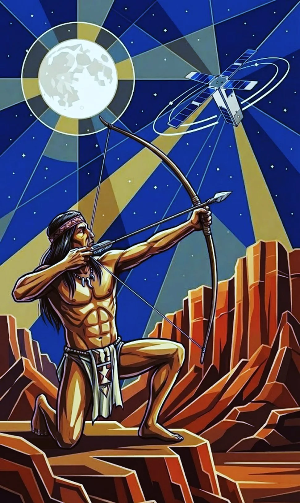 Ilustración del arquero Huarpe del proyecto CHALÚ-X